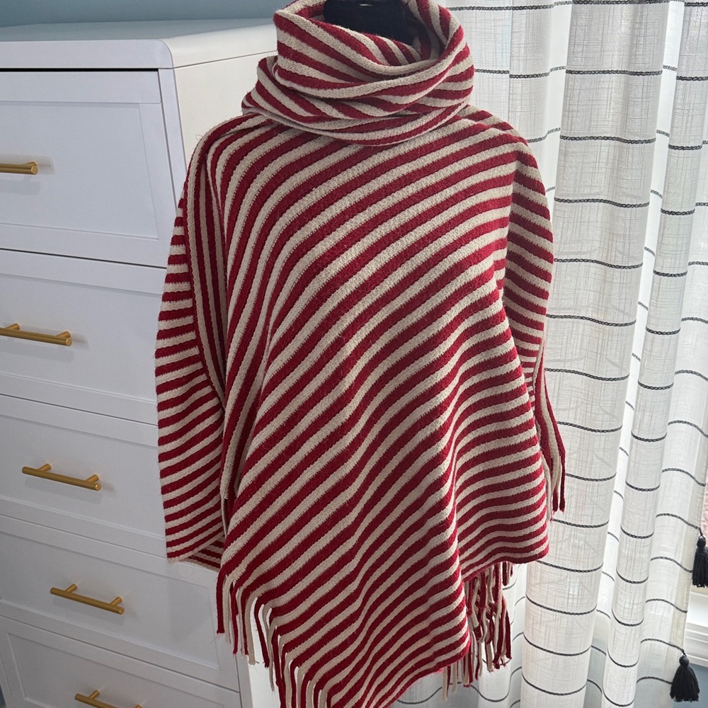 Striped Red and White Turtleneck Sweater